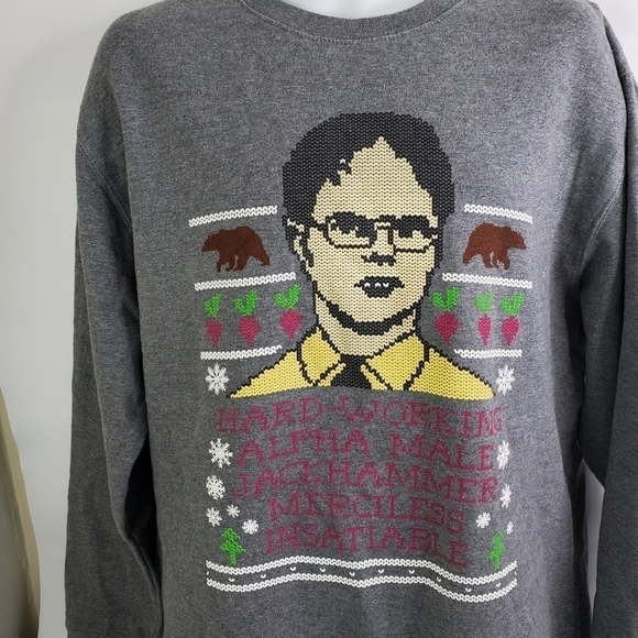 The Office Dwight Schrute Cross Stitch Fair Isle Novelty Christmas Sweatshirt XL - Picture 4 of 8